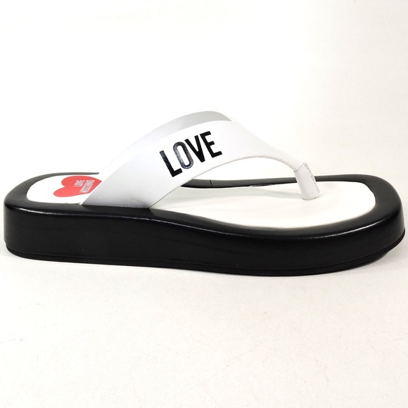 LOVE MOSCHINO 🇮🇹 WOMENS BLACK SOFT LEATHER COMFORT SANDALS - Picture 5 of 10